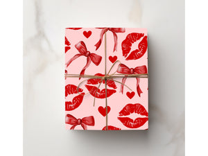 Red Pink Coquette Bow Wrapping Paper