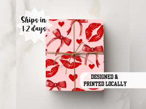 Red Pink Coquette Bow Wrapping Paper