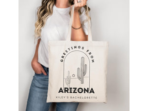 Custom Bach Party Tote Bag Arizona Trip Desert Personalized Location Wedding Eco Friendly Trip Family Grocery Bag Custom Location Cactus