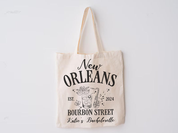 Eco Friendly Wedding Gifts New Orleans Bridal Group Bourbon Street Tote Bag Crescent City Crawfish Maid of Honor Gift Party ideas Vacation