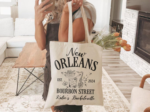 Eco Friendly Wedding Gifts New Orleans Bridal Group Bourbon Street Tote Bag Crescent City Crawfish Maid of Honor Gift Party ideas Vacation