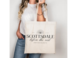 Desert Scottsdale Before the Veil Bachelorette Party Present Tote bag Western Location Custom Name 2025 Wedding Personalized Cactus Trendy