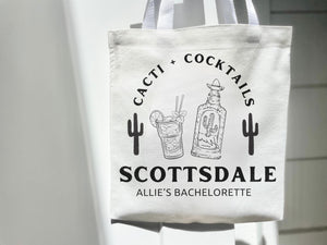 Desert Scottsdale Bach Party Gift Tote Bag Cacti and Cocktails Drink Responsibly Eco Friendly Grocery Arizona Wedding Favor Bachelorette