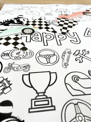 Race Car Theme Coloring Banner