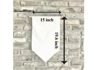 Personalized Fabric Canvas Wall Hanging Sign Banner Boho Custom First Name Middle Pennant Nursery Wooden Baby Shower Girl 15x19" Pink Heart