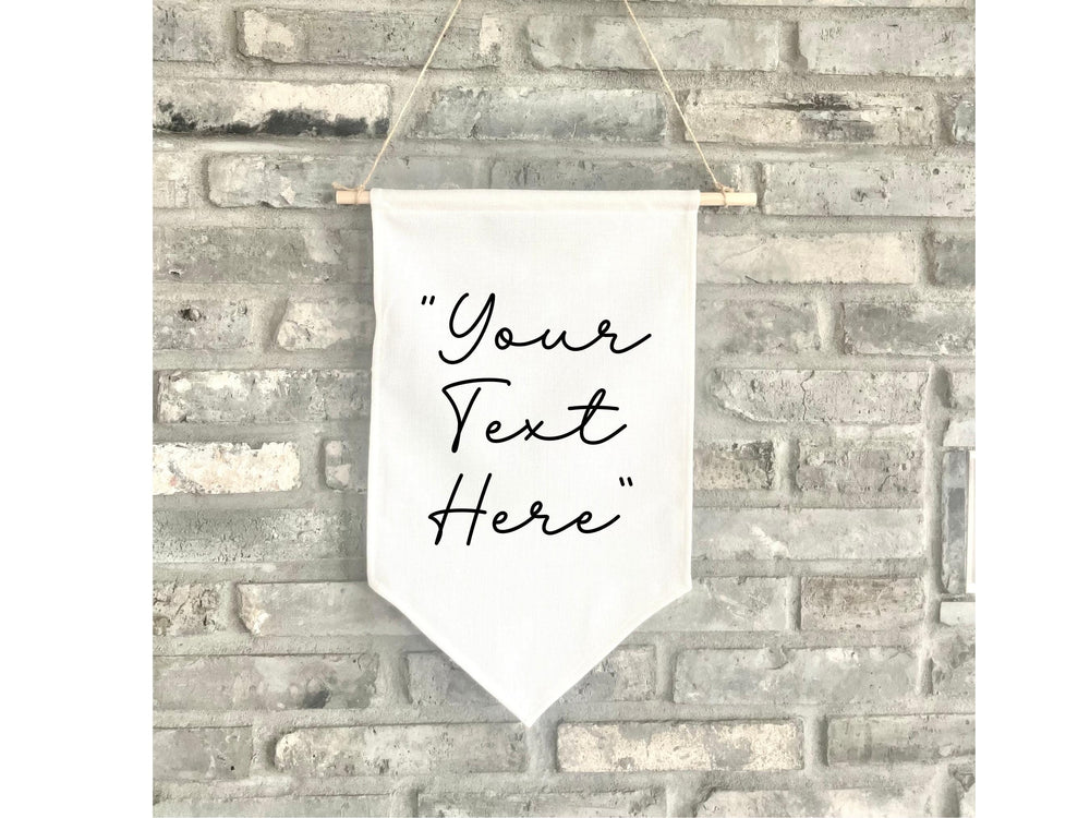 Personalized Text Fabric Canvas Wall Hanging Sign Banner Boho Quote Custom Wording Pennant Nursery Stick Wooden Children Bedroom Kid 15x19"