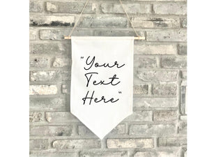 Personalized Text Fabric Canvas Wall Hanging Sign Banner Boho Quote Custom Wording Pennant Nursery Stick Wooden Children Bedroom Kid 15x19"