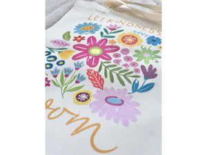 Organic Affirmation Tote Bag Gift Idea Flower Spring Eco friendly Grocery Bag Let Kindness Bloom Library Bag Reusable Everyday Bag Floral
