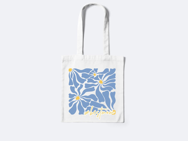 Organic Custom Flower Abstract Greenery Best Mom Birthday Gift Earth Tone Tote Bag Mothers Day Eco friendly Reusable Birthday Grandma Bag