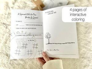 Custom Wedding Name Kid Coloring Book Note for Bride Keepsake Bridal Shower Sentimental Bubbles Interactive Questionnaire Activity Sheet