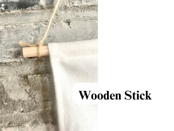 Personalized Fabric White Canvas Wall Hanging Sign Banner Boho Custom First Name Birth Date Pennant Stick Wooden Baby Shower Floral Girl 19"