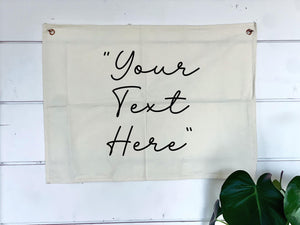 Personalized Text Fabric Canvas Wall Hanging Sign Banner Decor Nursery Flag Heirloom Your Text Here Custom Quote Children Bedroom Kid 17x25"