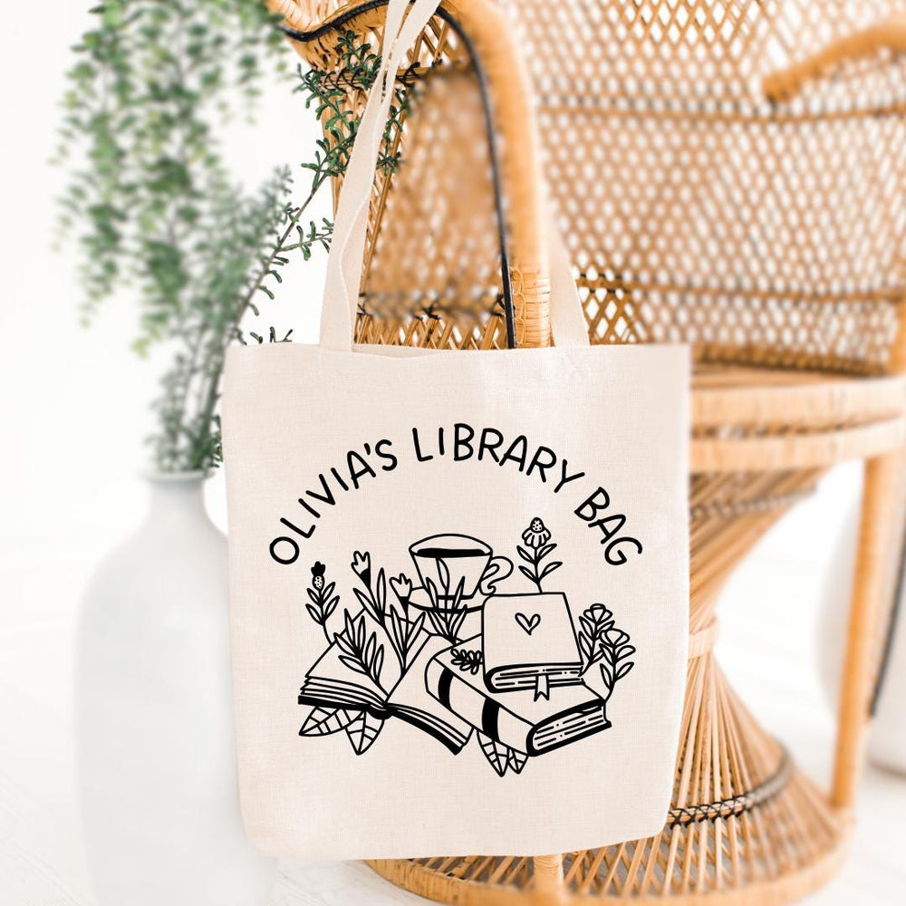 Organic Custom Name Tote Bag – Eco Friendly Reusable School Library Gift
