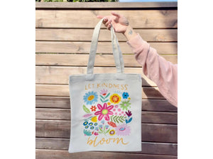 Organic Affirmation Tote Bag Gift Idea Flower Spring Eco friendly Grocery Bag Let Kindness Bloom Library Bag Reusable Everyday Bag Floral