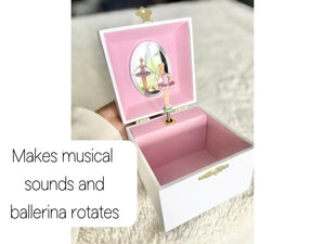 Personalized Name Girl Musical Box Jewelry Heirloom Birthday Keepsake Custom Makeup Storage Youth Bracelet Ballet Box Pink Mirror Toddler