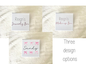 Personalized Name Girl Musical Box Jewelry Heirloom Birthday Keepsake Custom Makeup Storage Youth Bracelet Ballet Box Pink Mirror Toddler