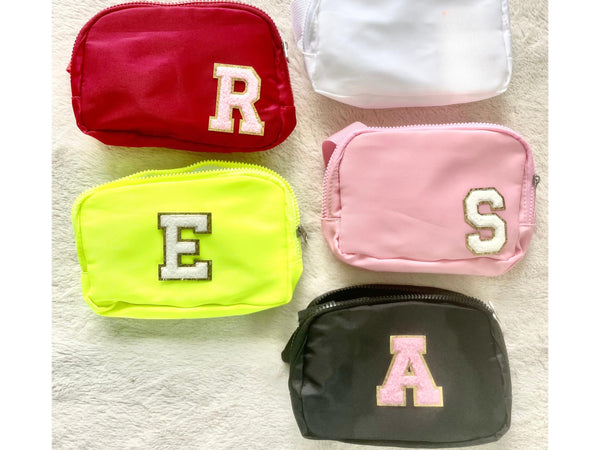 Personalized Name Polyester Belt Bag Chenille Custom Crossbody Bag Teen Fanny Pack Neon Waist Pink Girl Bag Red Chest Sling Birthday Gift