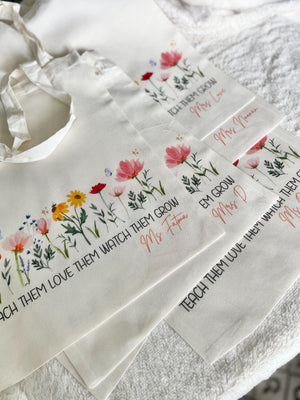 Organic Personalized Trendy Retro Tote Bag Teacher Appreciation Custom Name Present Back to School Gift End of School Daycare Montessori Pre