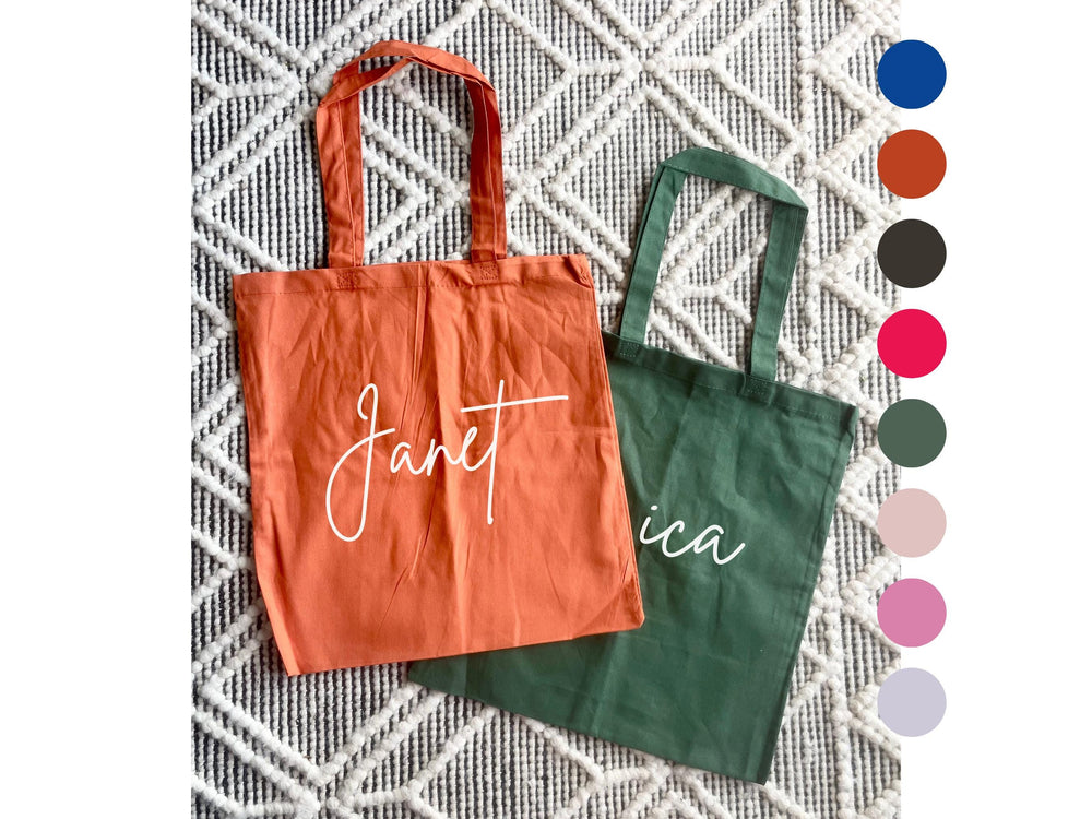 Custom Name Tote Bag – Bridesmaid, Birthday, Summer Party Favor Gift