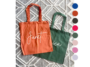 Custom Name Tote Bag – Bridesmaid, Birthday, Summer Party Favor Gift