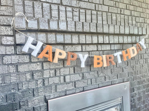 100% Natural Wool Boho Felt Happy Birthday Neutral Garland Unisex Pre Strung Eco Friendly Earth Tone Beige Boy Bday Banner Girl Adjustable