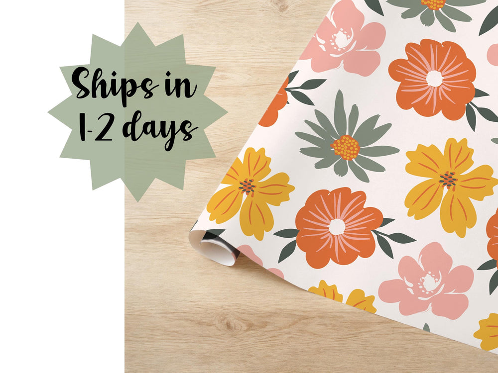 Wildflower Wrapping Paper Floral Pattern Gift Wrap Special Occasion Nature Inspired Packaging for Birthdays Wedding Retro Cute Girl Print