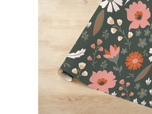 Forest Green Wildflower Wrapping Paper Floral Pattern Gift Wrap Special Occasion Nature Inspired Packaging Birthday Wedding Greenery Print
