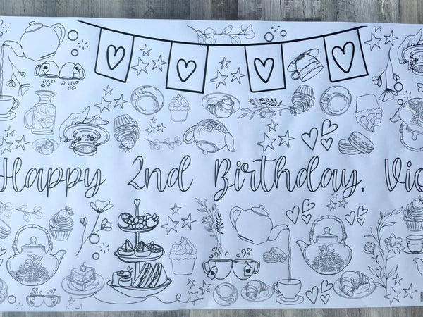 Tea Time Coloring Banner