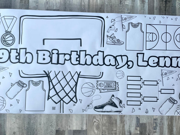 Basketball Theme Coloring Banner