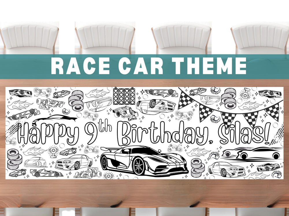 Race Car Coloring Banner