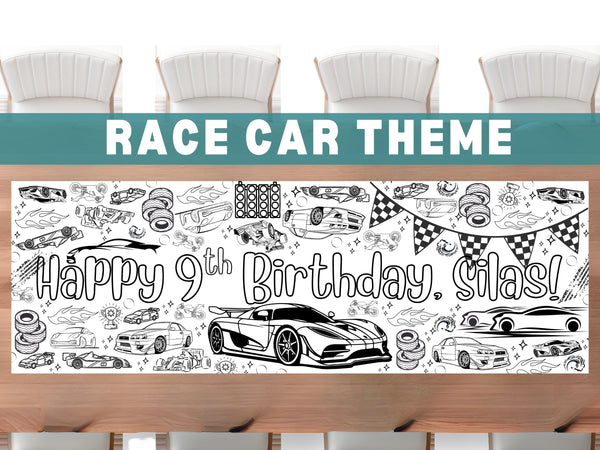 Race Car Coloring Banner