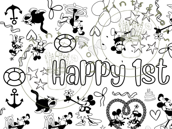 Steamboat Willie Coloring Banner