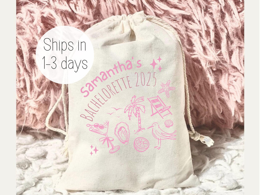 Personalized Bridal Party Hangover Kit Bag Custom Name Bachelorette Disco Pink Cocktail Bag Birthday Trip Girls Recovery Kit Survival Beach