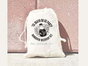 Till Death Do Us Part Party Hangover Kit Bag Custom Name Bachelorette Goth Birthday Trip Girls Recovery Survival Celestial Favor Gothic
