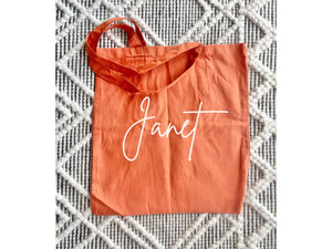 Personalized Name Tote Bag Pink Bridesmaid Lavender Custom Girl Party Birthday Trip Party Favor Maid of Honor Library School Roommate Gift