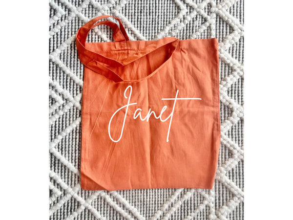 Personalized Name Tote Bag Pink Bridesmaid Lavender Custom Girl Party Birthday Trip Party Favor Maid of Honor Library School Roommate Gift