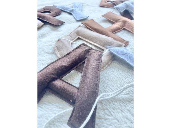 100% Natural Wool Boho Felt Happy Birthday Neutral Garland Unisex Pre Strung Eco Friendly Earth Tone Beige Boy Bday Banner Girl Adjustable