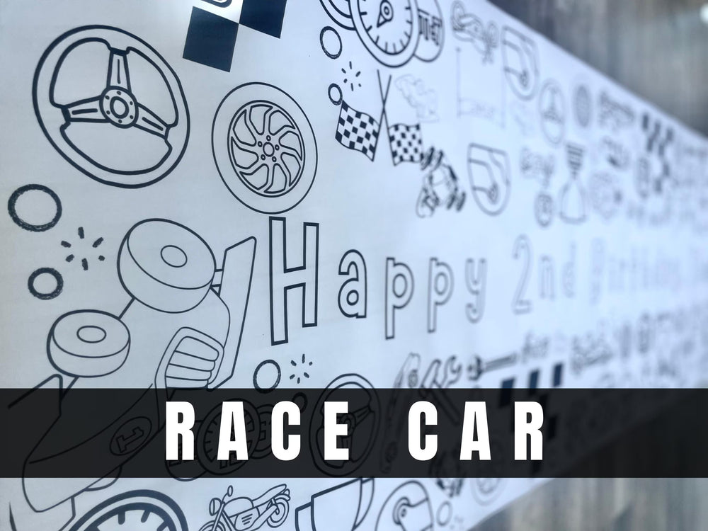 Race Car Theme Coloring Banner