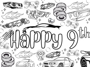 Race Car Coloring Banner