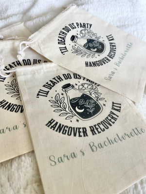 Till Death Do Us Part Party Hangover Kit Bag Custom Name Bachelorette Goth Birthday Trip Girls Recovery Survival Celestial Favor Gothic