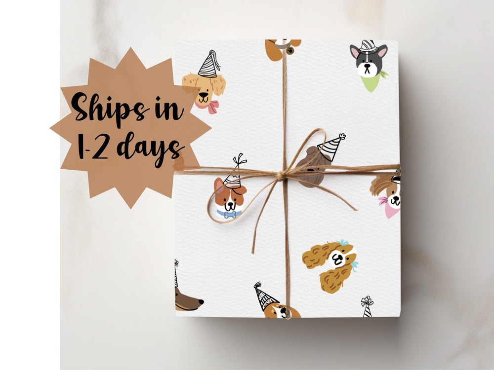 Funny Birthday Dog Wrapping Paper New Puppy Birthday Hat Paper Wrap Dog Lover Present Gift Wrap Whimsical Party Fun Wrap Doggie Cute idea