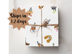 Funny Birthday Dog Wrapping Paper New Puppy Birthday Hat Paper Wrap Dog Lover Present Gift Wrap Whimsical Party Fun Wrap Doggie Cute idea