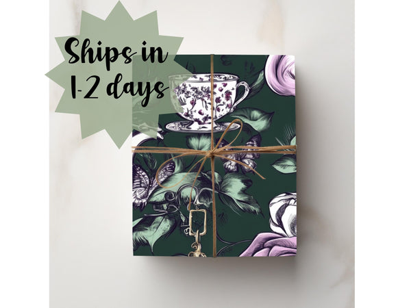Alice in W Fairytale Wrapping Paper Mad Hatter Birthday Gift Queen of Heart White Rabbit Whimsical Rabbit Hole Clock Tea Party Dark Fantasy