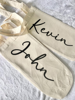 House Gift Personalized Name Minimalist Unique Reusable Bag Wine Flower Bag Eco Friendly with Handle Bottle Gift Washable Neighbor Present