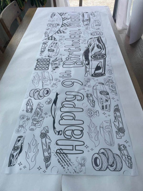 Race Car Coloring Banner