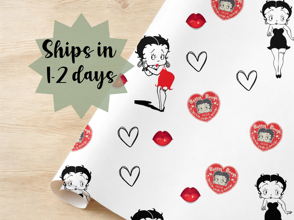 Boopy Vintage 1930s Inspired Wrapping Paper Risqué Miss B Classic Gift Wrap The Boop Girl Nostalgia Grandmother Gift Wrap Lil B Betts Bridal