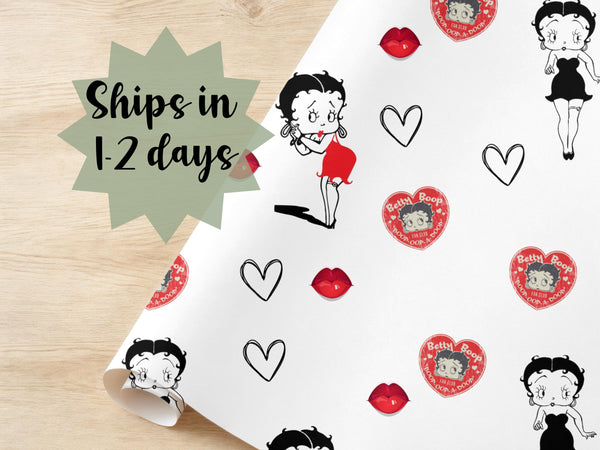 Boopy Vintage 1930s Inspired Wrapping Paper Risqué Miss B Classic Gift Wrap The Boop Girl Nostalgia Grandmother Gift Wrap Lil B Betts Bridal