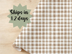 Gingham Wrapping Paper Baby Shower Gift Wrap Paper Soft Brown Boho Beige Bridal Shower Birthday Party Vintage Fall Wrapping Paper