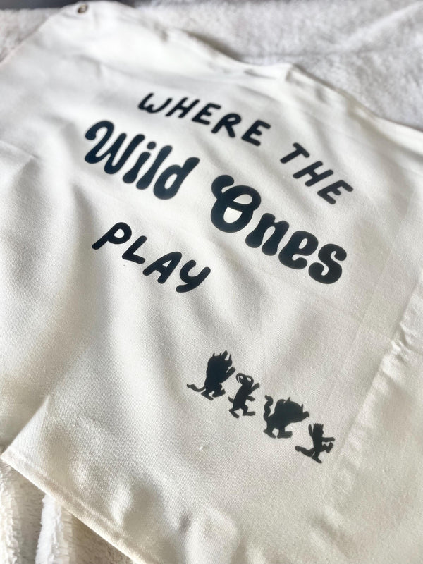 Where the Wild Ones Play Fabric Canvas Wall Hanging Sign Eco Friendly Banner Boho Decor Nursery Flag Heirloom Baby Shower Children Bedroom