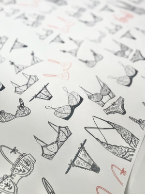 Lingerie Wrapping Paper Minimalist Wedding Day Bridal Shower Gift Wrap Anniversary Friend Paper Wrap Engagement Black and White
